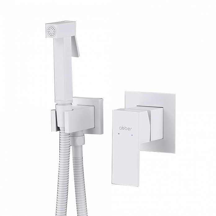 Смеситель ABBER Daheim AF8225W с гигиеническим душем, белый матовый Смеситель ABBER Daheim AF8225W с гигиеническим душем, белый матовый