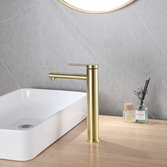 Смеситель ABBER Emotion AF8811G для накладной раковины, золото матовое Смеситель ABBER Emotion AF8811G для накладной раковины, золото матовое