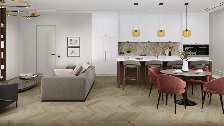 Усовершенствованная кварц-виниловая LVT плитка  DAMY FLOOR Шеврон Версаль