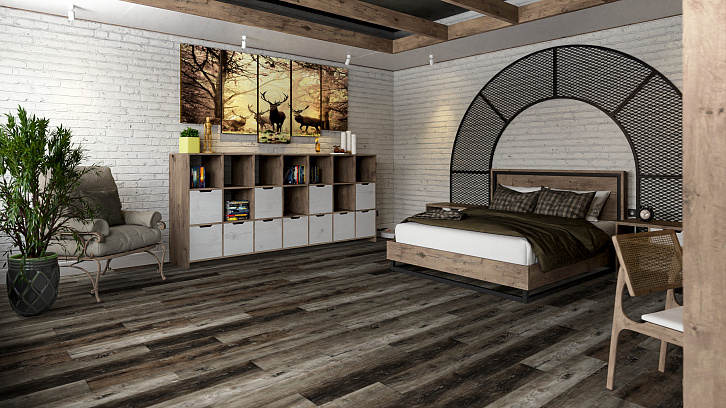 SPC Ламинат DAMY FLOOR Семья Дуб Рустикальный Черный