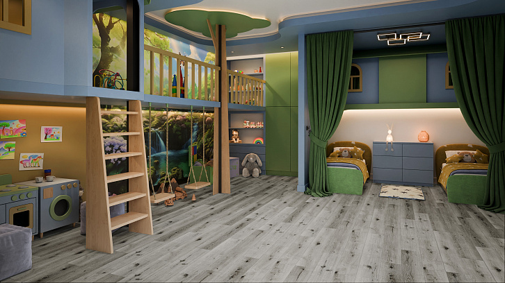 SPC Ламинат DAMY FLOOR Семья Дуб Классический Серый SPC Ламинат DAMY FLOOR Семья Дуб Классический Серый