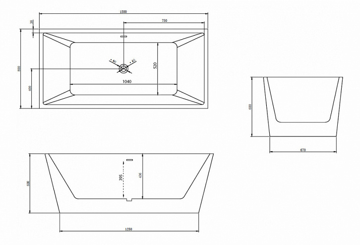Акриловая ванна ABBER AB9224-1.5 Акриловая ванна ABBER AB9224-1.5