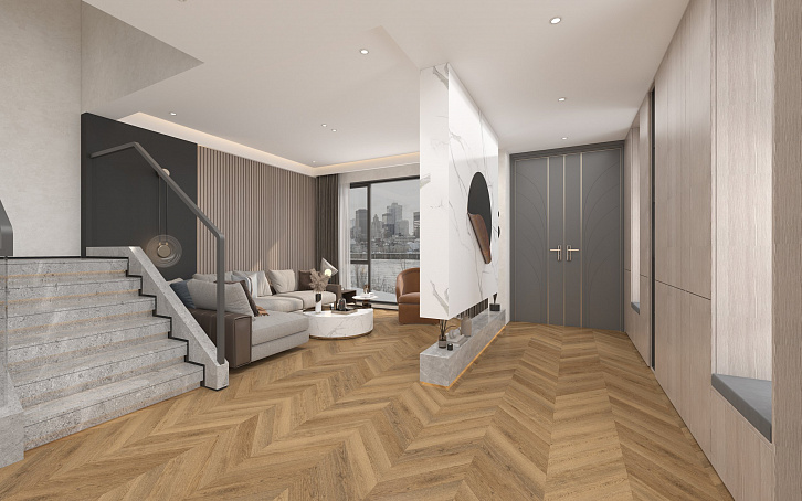 Усовершенствованная кварц-виниловая LVT плитка DAMY FLOOR Шеврон Сен-Клу Усовершенствованная кварц-виниловая LVT плитка DAMY FLOOR Шеврон Сен-Клу
