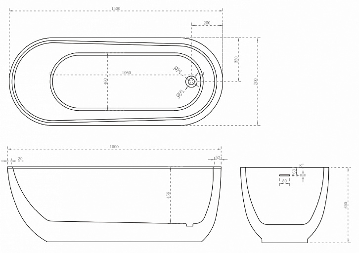 Акриловая ванна ABBER AB9341-1.5 Акриловая ванна ABBER AB9341-1.5